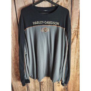 Harley Davidson Onalaska WI Wisconsin Men Long Sleeve Size 2XL Shirt Black Grey